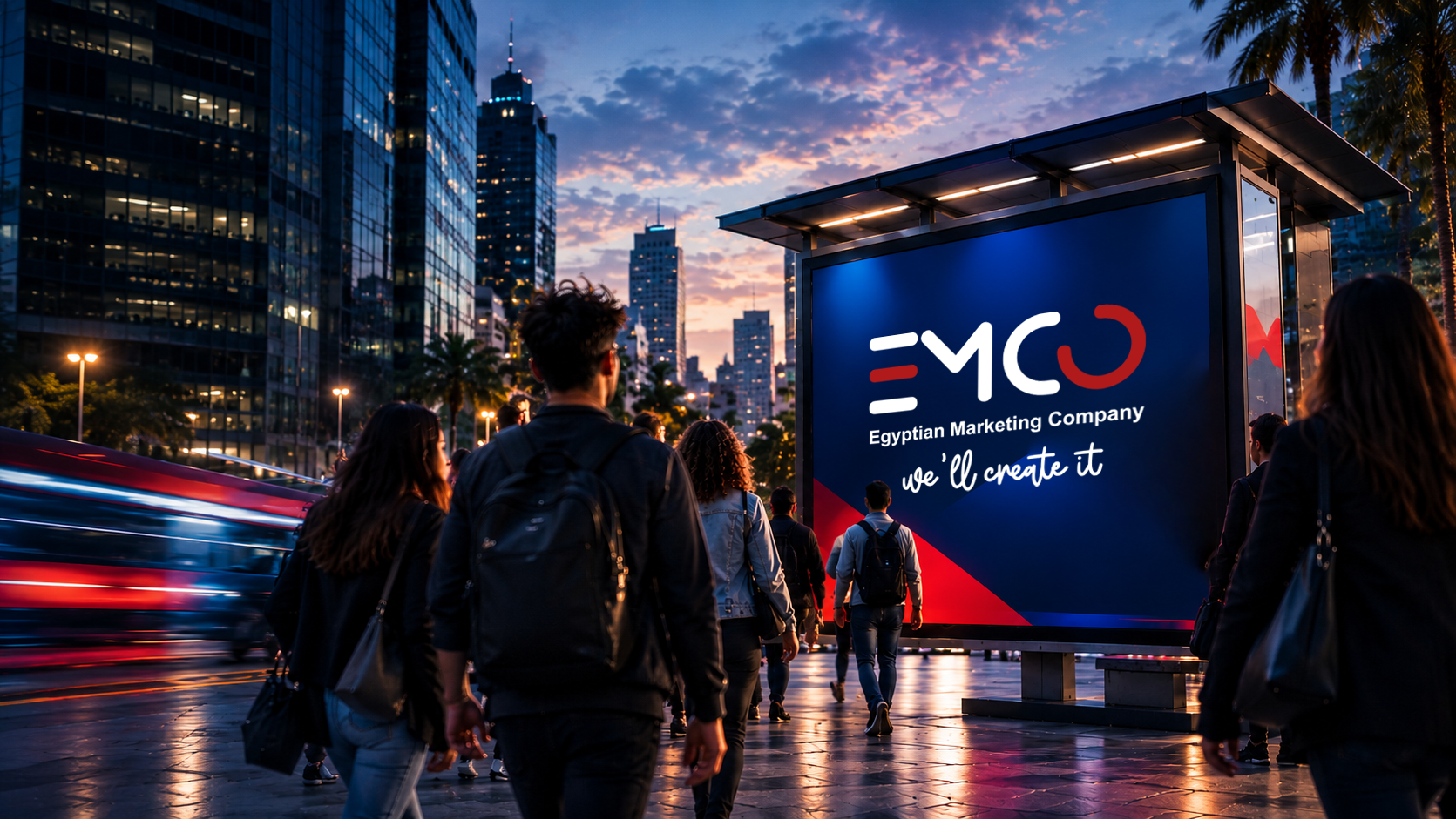 Outdoor marketing campaign in a modern city